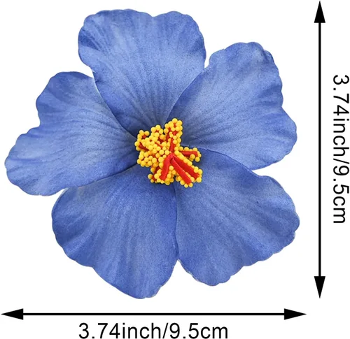 Miniatura 2 de Arvintas 20 flores azules hawaianas de imitación de hibisco, flores hawaianas para fiesta de verano, bricolaje, flores de hibisco de espuma
