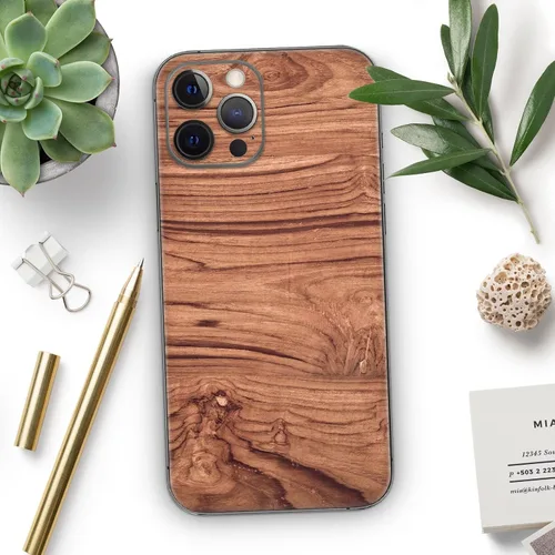 Miniatura 7 de DesignSkinz Kit de calcomanías de cuerpo completo compatible con iPhone 15 Plus, madera natural de lujo V2