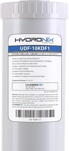 Miniatura 4 de Hydronix UDF-10KDF.5 Filtro de agua con reducción de cloro, CTO, metales pesados, bacterias y incrustaciones con KDF de 1/2 libra, 2.5" x 10