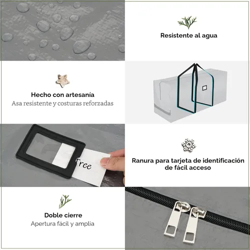 Miniatura 6 de BALEINE Bolsa de almacenamiento para árbol de Navidad de 7.5 pies, bolsa para árbol de Navidad artificial extragrande resistente con asas reforzadas