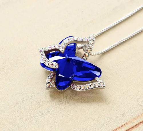 Miniatura 2 de Collar de cristal de piedra natal de mariposa, tono plateado con cadena de 18 pulgadas + 2 pulgadas, para el Día de la Madre, aniversario