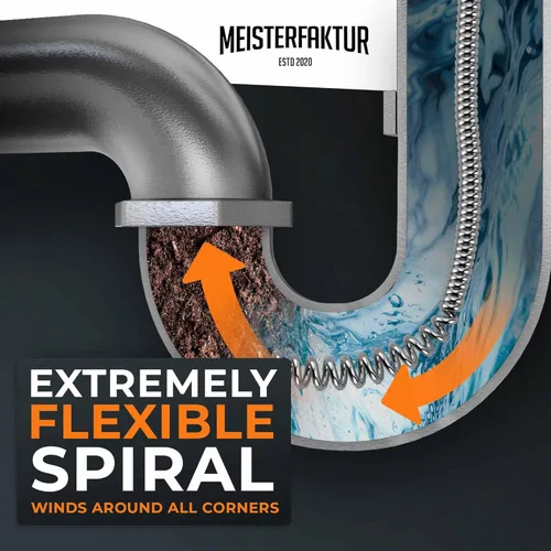 Miniatura 2 de Serpiente de desagüe Meisterfaktur 3.0 [100 pies] - extremadamente larga - Serpiente de fontanería ideal para bloqueos pesados y profundos - ¡La
