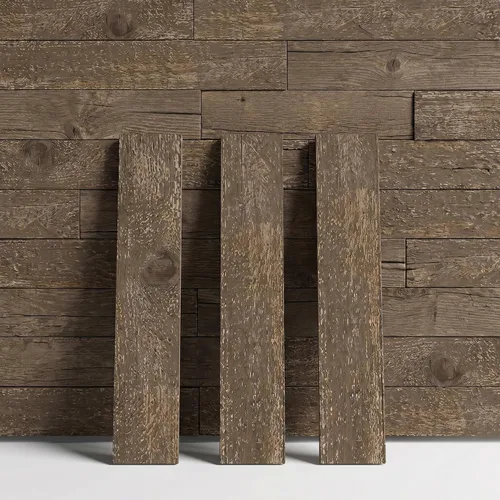 BarnwoodUSA Tablones de madera recuperada real - Paneles de encaje para arriba fáciles con clavos para panelado de pared de madera rústica (Marrón