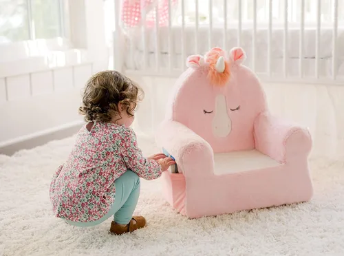 Miniatura 2 de Soft Landing Animal Adventure Sweet Seats - Silla de personaje comprimida de unicornio rosa, asientos dulces, con asa de transporte y bolsillos