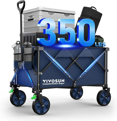 Miniatura 10 de VIVOSUN Carrito Plegable Colapsible, Carro de Utilidad para Exteriores con Capacidad de Carga de 350 lb con Ruedas Universales Silenciosas, Rojo