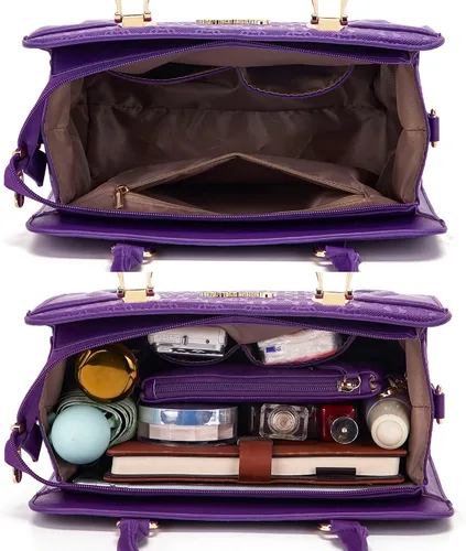 Miniatura 82 de Bolsos de mano de moda para mujer, bolsa de hombro, asa superior, bolsa de mano, juego de 4 piezas