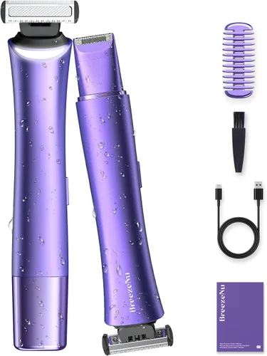 Miniatura 10 de Recortadora de bikini para mujer, maquinilla de afeitar eléctrica 2 en 1 sin dolor con doble cabeza, IPX7, impermeable, afeitadora facial y corporal