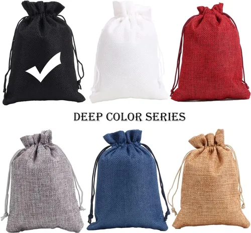 Miniatura 7 de YANGBOYY Bolsas de arpillera, paquete de 25 bolsas de arpillera de 5 x 7 pulgadas, bolsa de regalo con cordón de arpillera, bolsa de regalo de Blanco