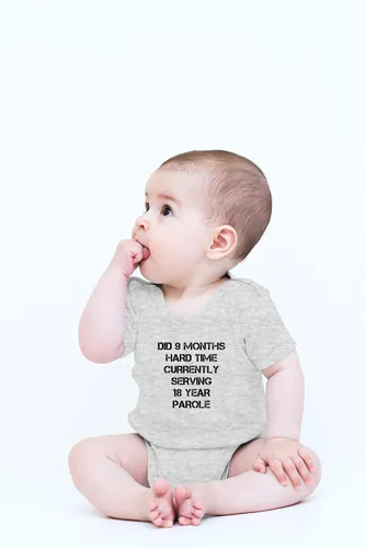 Miniatura 2 de CBTWear Hizo 9 meses de tiempo difícil, sirviendo 18 años de libertad condicional divertido lindo novedad bebé bebé mono de una pieza