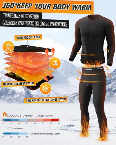 Miniatura 4 de CL convallaria Long Johns - Ropa interior térmica para hombre, forro polar suave, capa base para clima frío, conjunto de regalo