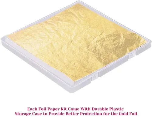 Miniatura 2 de Hoja de Pan de Oro para Resina, Paxcoo 300 Hojas Copos de Oro para Resina Lámina de Uñas para Resina Fabricación de Joyas Slime, Arte de Uñas, Dorado