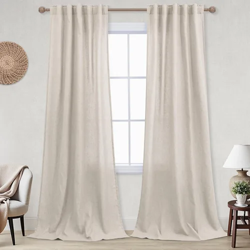 Miniatura 56 de KOUFALL Cortinas de lino azul marino de 84 pulgadas de largo, cortinas transparentes azul oscuro para sala de estar y dormitorio, medianoche