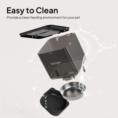 Miniatura 6 de VOLUAS Comederos automáticos para gatos, dispensador de alimentos secos para mascotas con temporizador, comederos automáticos para gatos con bolsa