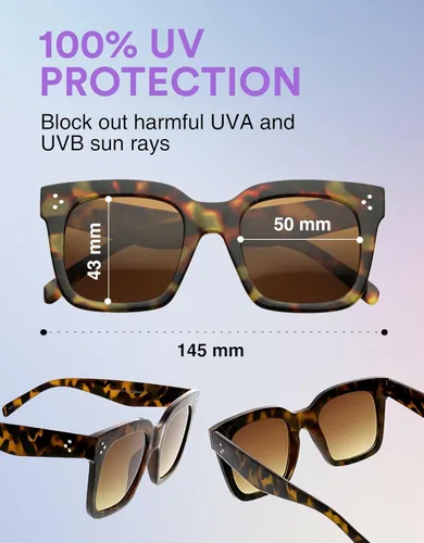 Miniatura 64 de zeroUV - Gafas de sol cuadradas retro de moda de gran tamaño para mujer estilo vintage 1.969 pulgadas