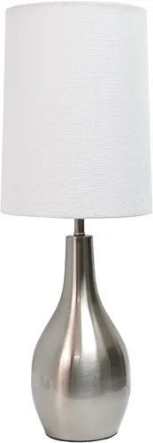 Simple Designs LT3303-BSN Lámpara de mesa de 1 luz en forma de lágrima, níquel cepillado, 7 x 7 x 19.5 pulgadas