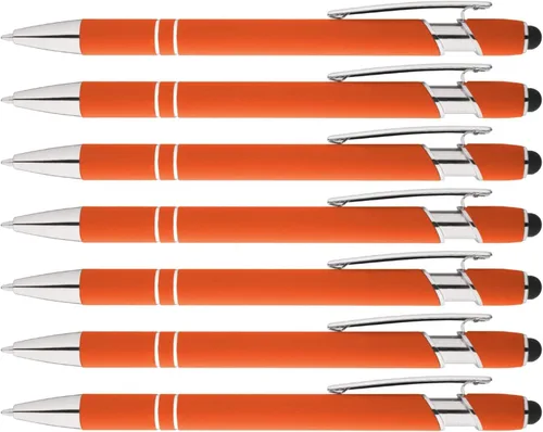 Miniatura 5 de Express Pencils Bolígrafo Rainbow de goma suave al tacto con punta de lápiz capacitivo, un elegante bolígrafo de metal premium, tinta negra, punta