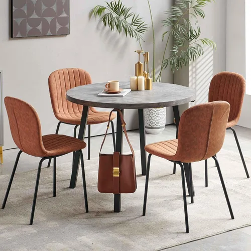 Miniatura 20 de Juego de mesa de comedor para 4, moderno juego de mesa de cocina de 5 piezas, mesa de comedor rectangular de 47 pulgadas y sillas vintage de piel