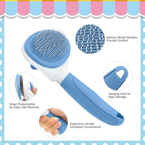 Miniatura 3 de Cepillo Deslizante de Autolimpieza, Cepillos para Gatos de Interior con Peine de Metal, Cepillos de Pelo para Perros y Gatos para Mudanza de Pelo