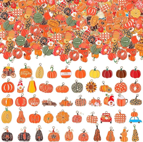 Dijes de otoño para hacer joyas, calabaza, otoño, Acción de Gracias, para manualidades, pulseras, collares, aretes, fabricación y decoración