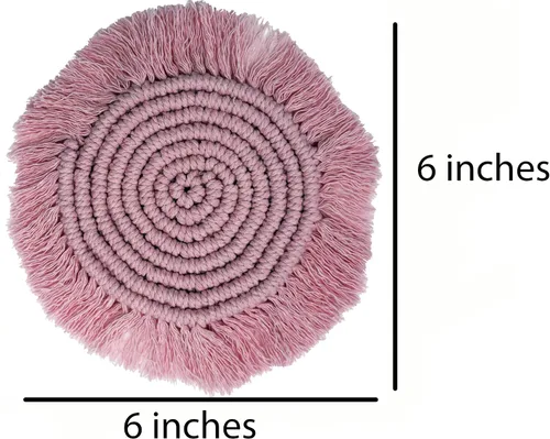 Miniatura 4 de Posavasos de macramé 100% algodón hechos a mano en la India, elegante y absorbente de 6 pulgadas, juego de posavasos redondos bohemios con borlas