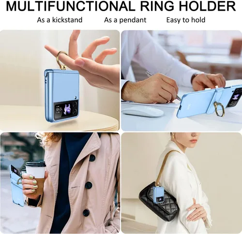 Miniatura 4 de Miimall Funda para Samsung Galaxy Z Flip 4 con soporte de anillo, funda para Galaxy Z Flip 4 con protección magnética de bisagra + protector