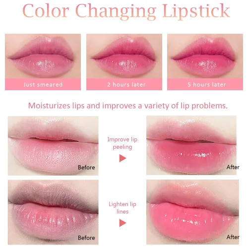 Miniatura 2 de BINGBRUSH Lápiz labial que cambia de color melocotón, hidratante de larga duración para el cuidado de los labios, bálsamo labial mágico, brillo