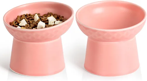 Miniatura 11 de YauYik Cuenco elevado para gatos, color negro, cuencos elevados de comida para gatos con ángulo inclinado, sin estrés, antivómitos, cuenco de agua