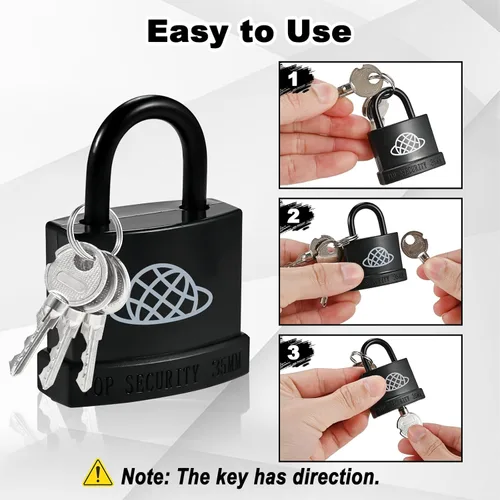 Miniatura 7 de 4 candados resistentes a la intemperie con llave para uso en exteriores, candado con llave para exteriores con carcasa de plástico, cerraduras