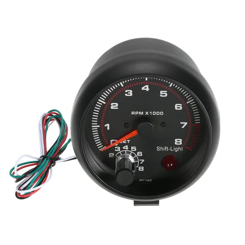 Miniatura 7 de Shkalacar 3.75 pulgadas, medidor de tacómetro universal para automóvil, kit de tacómetro automotriz, luz blanca de cambio entre 0-8000 RPM