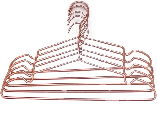 Miniatura 7 de Paquete de 30 perchas de metal de 16.5 pulgadas con alambre para ropa superior para ropa, ropa, abrigos, trajes, en acabado dorado cobre