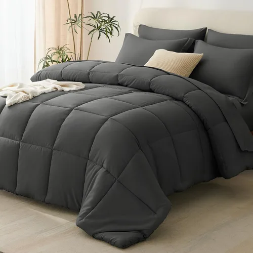 Miniatura 13 de CozyLux Juego de edredón tamaño individual XL, color beige, juego de cama de 5 piezas individual XL, juego de ropa de cama suave extra largo
