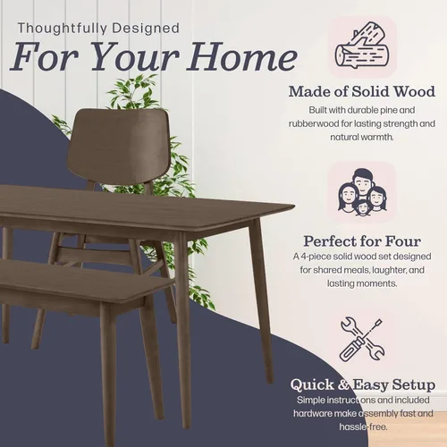 Miniatura 65 de Alaterre Furniture Calais Dining - Juego de 2 sillas de comedor moderno de mediados de siglo, juego de sillas de madera maciza con diseño