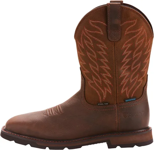 Miniatura 3 de ARIAT Botas de trabajo para hombre Groundbreaker con punta cuadrada ancha e impermeable con punta de acero Marrón oscuro