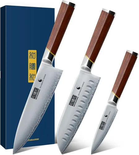 HOSHANHO Juego de cuchillos de 3 piezas, juego de cuchillos de cocina japoneses ultraafilados de acero súper afilado, juego de cuchillos de chef