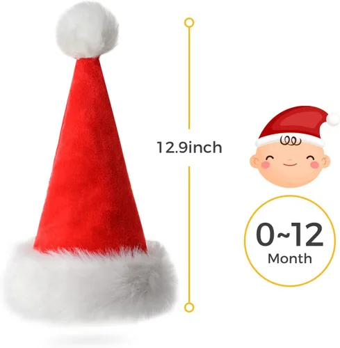 BOSONER Sombrero de Navidad para bebé - Sombreros de Papá Noel para bebé y recién nacido para la primera Navidad de niña y niño