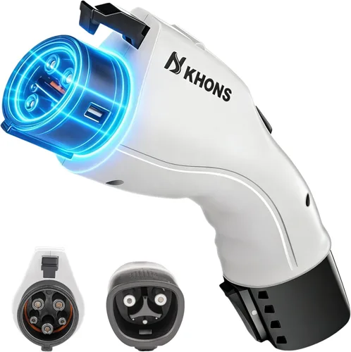 KHONS Adaptador para Tesla a J1772 Adaptador Max 60A 250V Compatible con Tesla Móvil/Conectores de Pared, Cargadores de Destino Adaptador de