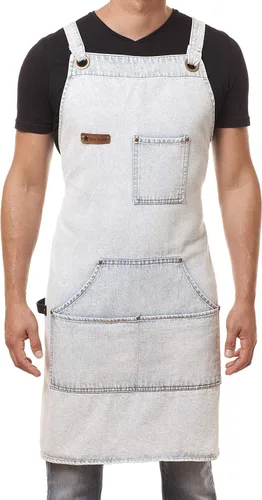 Miniatura 4 de Delantal de cocina profesional diseñado para cocina, barbacoa, parrilla, 10 onzas, babero ajustable para mujeres y hombres, con lazo para toalla