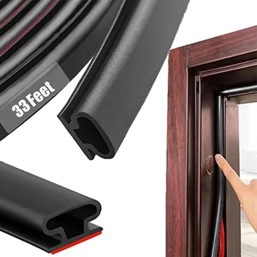 Miniatura 10 de Tira de Sellado de Puerta de Goma Marrón para Intemperie, Tira de Sellado de Puerta en Forma de D, Cinta de Aislamiento de Marco Autoadhesiva