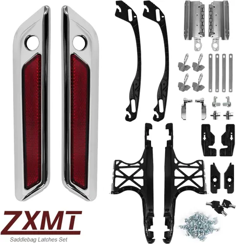 Miniatura 6 de Kit de bloqueo de bisagra para alforja de bolsa dura para Harley Road King 2014-2020 (cubierta de pestillo de alforja cromada y negra 2014-2020)