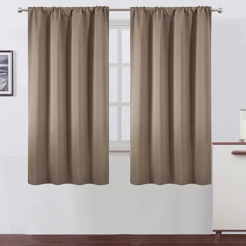 Miniatura 134 de LEMOMO Cortinas opacas negras para cocina, 42 x 45 pulgadas, juego de 2 paneles de cortinas opacas con bolsillo para cortinero para ventana pequeña