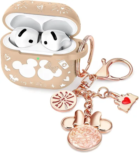 Miniatura 12 de Con bonito llavero) Girovo Compatible con AirPods Pro 3 Case (2025) Mujer Silicona Suave Dos Tonos Divertidos Dibujos Animados Grabados Portátil