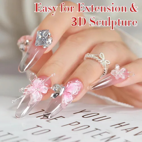 Miniatura 6 de Double Rhythm 3D Gel de uñas en gel transparente sólido para esculpir, antiadherente, gel duro para construcción, tallado, moldeado, extensión