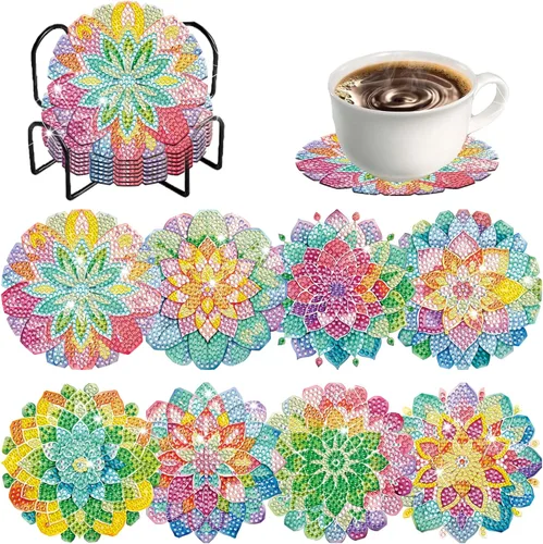 Miniatura 16 de 200 Estilos de Posavasos de Diamante Caja Sorpresa con Soporte DIY Arte de Diamante Posavasos Caja Sorpresa para Adultos Kits de Diamantes