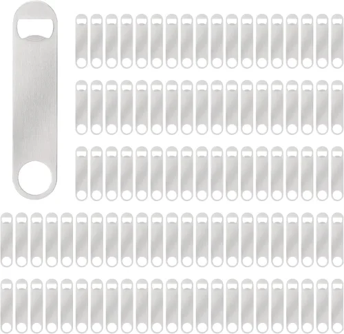 Miniatura 9 de Paquete de 50 abridores planos de botellas de cerveza de acero inoxidable de 7 pulgadas, abridor de botellas de cerveza para barman cocina, bar
