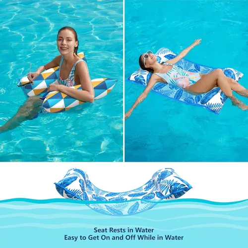 Miniatura 4 de Jasonwell Hamaca de Agua Flotadores para Piscina - PAQUETE DE 2 Flotadores de Hamaca de Piscina Inflables de Tela 4 en 1