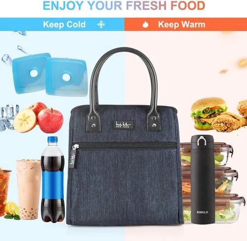 Miniatura 2 de Nicole Miller - Bolsa térmica para el almuerzo, bolsa térmica suave de gran apertura, bolsa de hielo para alimentos con soporte para botellas de Azul