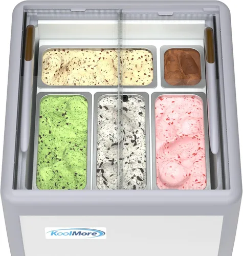Miniatura 2 de KoolMore Congelador de exhibición de gabinete de inmersión de gelato de 26 pulgadas y 5 bandejas con puerta corrediza de vidrio, 6 pies cúbicos