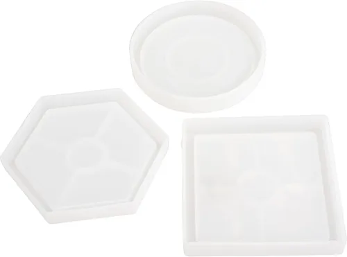 Miniatura 2 de AMERICAN CRAFTS Molde de color para verter 3 piezas, posavasos - círculo, cuadrado y hexagonal