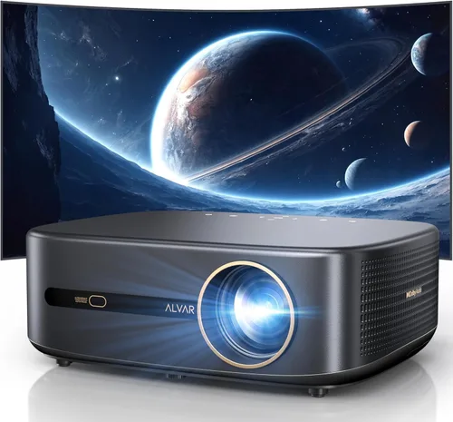 [1200 ANSI y audio de DBX-TV] Proyector Alvar con WiFi 6 y Bluetooth, altavoces de 30 W, certificado NetfIix y proyector de audio DoIby para