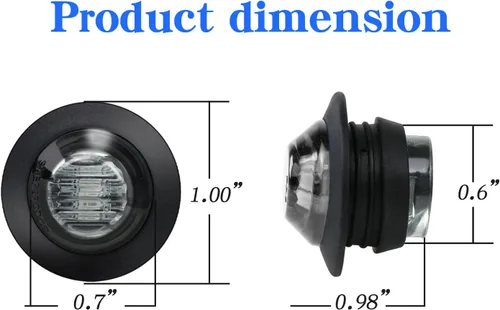 Miniatura 5 de juego de 10 luces LED selladas impermeables mini redondas de 3/4 pulgadas ahumadas verdes, luces LED de gálibo delanteras, traseras y laterales